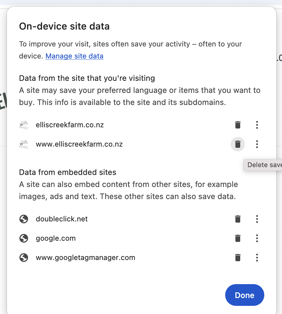 Chrome delete data